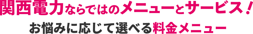 関西電力ならではのメニューとサービス！お悩みに応じて選べる料金メニュー