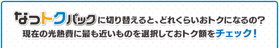 なっトクパックに切り替えると、どれくらいおトクになるの？代表的なモデルケースと料金単価をご紹介します。