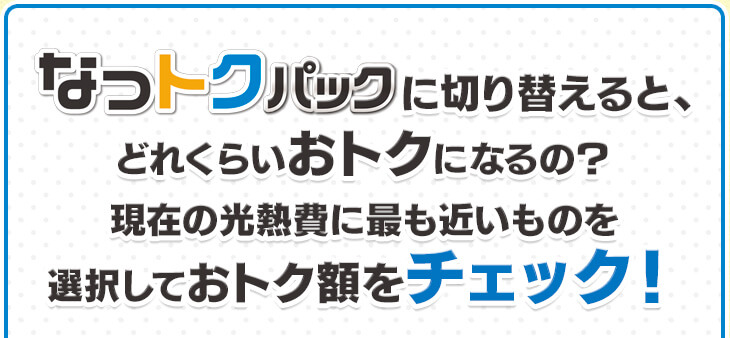 なっトクパックに切り替えると、どれくらいおトクになるの？代表的なモデルケースと料金単価をご紹介します。