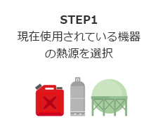 STEP1 現在使用されている機器の熱源を選択
