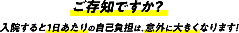 ご存知ですか？　入院すると１日あたりの自己負担は、意外に大きくなります！