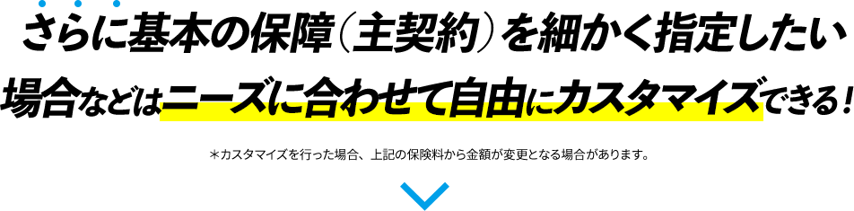 さらに基本の保障（主契約）を細かく指定したい場合などはニーズに合わせて自由にカスタマイズできる！