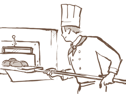 パン屋さんがパンを焼いて冷凍