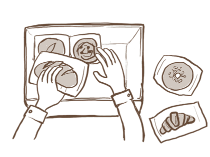 あなたに届けるパンを箱詰め