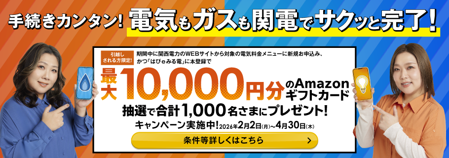 キャンペーン実施中！引越すなら、電気もガスも、まとめて関電！