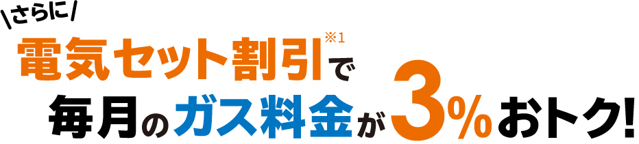 さらに 電気セット割引※1で毎月のガス料金が3%おトク！