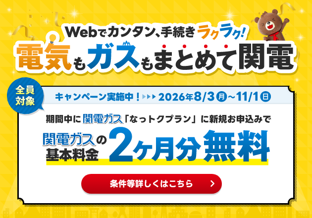 キャンペーン実施中！電気もガスも、まとめて関電！