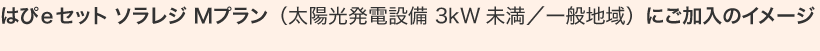 はぴｅセット ソラレジ Ｍプラン（太陽光発電設備 3kW未満／一般地域）にご加入のイメージ