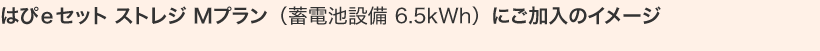 はぴｅセット ストレジ Ｍプラン（蓄電池設備 6.5kWh未満）にご加入のイメージ