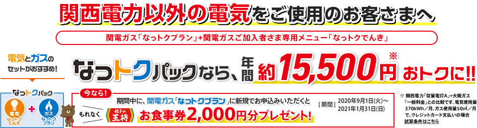 関西電力なら電気とガスのセットがとってもおトク