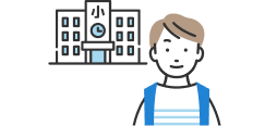学校前で待っている男の子のイメージイラスト